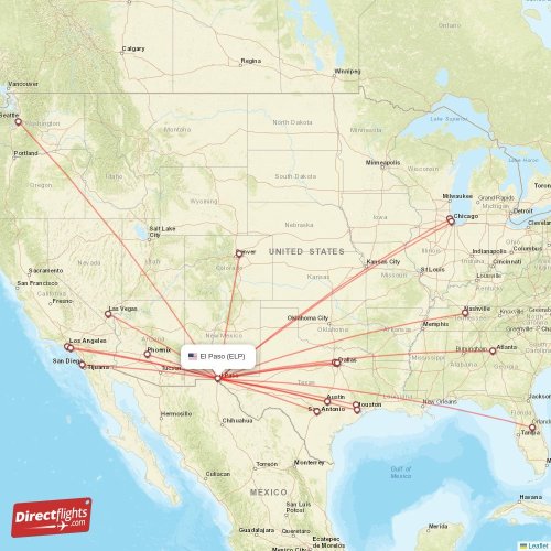 Direct flights from El Paso 17 destinations ELP, USA