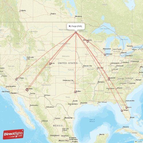 Direct flights from Fargo 10 destinations FAR, USA