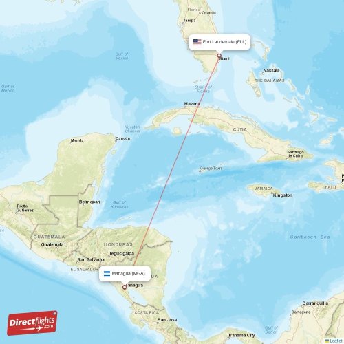 Direct flights from Fort Lauderdale to Managua, FLL to MGA nonstop