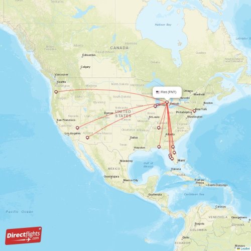 Direct flights from Flint 11 destinations FNT, USA