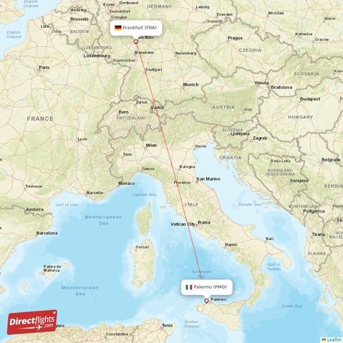 Direct flights from Frankfurt to Palermo, FRA to PMO nonstop