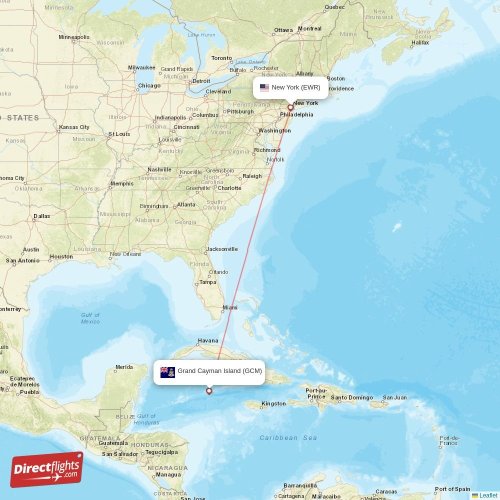 Direct flights from Grand Cayman Island to New York, GCM to EWR non