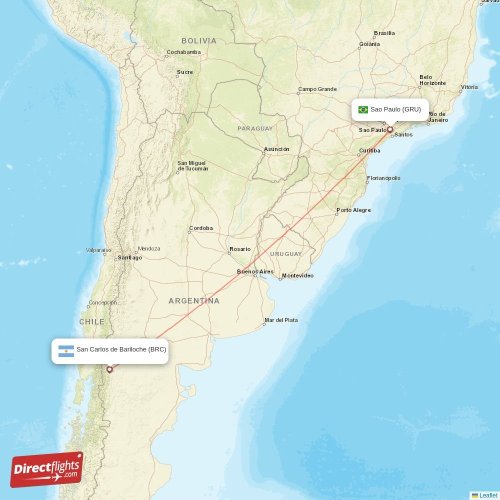 Direct flights from Sao Paulo to San Carlos de Bariloche, GRU to BRC