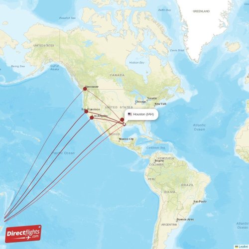 Direct flights from Houston to Auckland, IAH to AKL nonstop