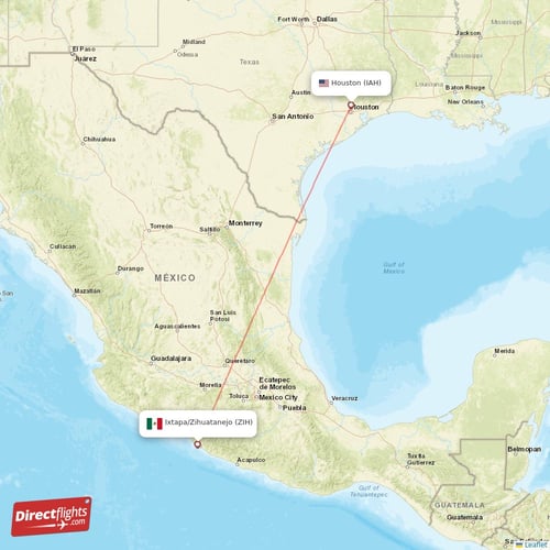 Direct flights from Houston to Ixtapa/Zihuatanejo, IAH to ZIH nonstop