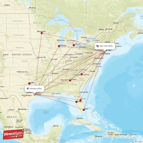 Direct flights from New York to Houston, JFK to IAH nonstop