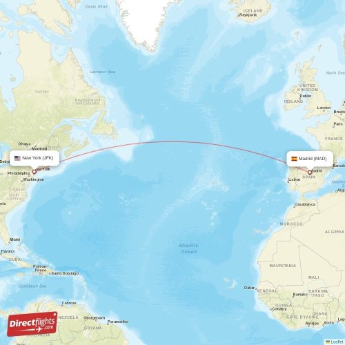 Direct flights from New York to Madrid, JFK to MAD nonstop