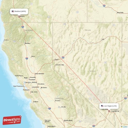 Direct flights from Las Vegas to Medford, LAS to MFR nonstop
