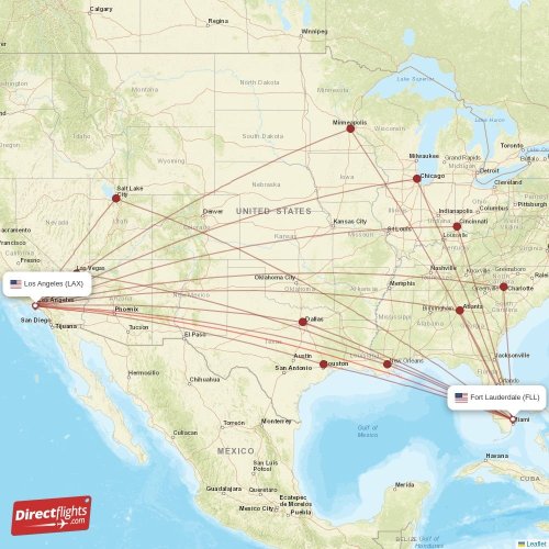 Direct flights from Los Angeles to Fort Lauderdale, LAX to FLL nonstop