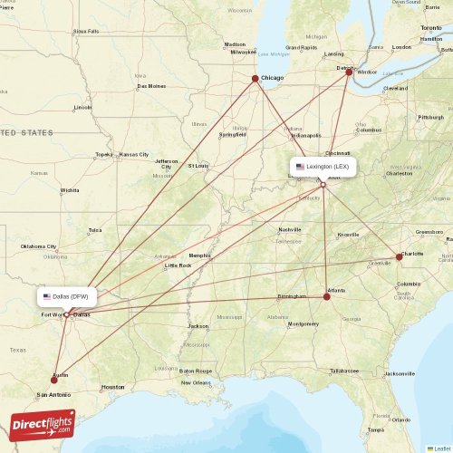Direct flights from Lexington to Dallas, LEX to DFW nonstop