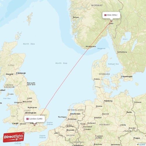 Direct flights from London to Oslo, LHR to OSL nonstop