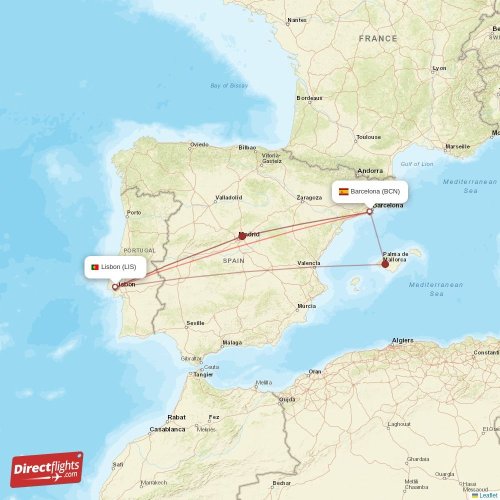 Direct flights from Lisbon to Barcelona, LIS to BCN nonstop