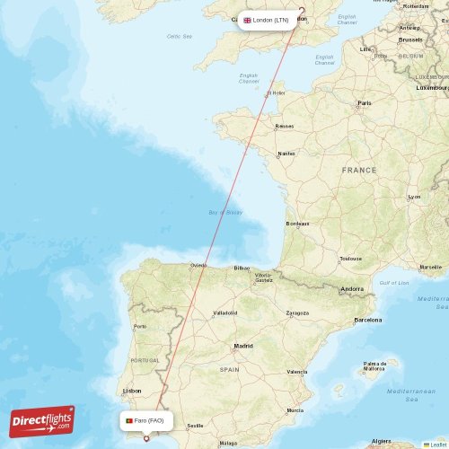 Direct flights from London to Faro, LTN to FAO nonstop