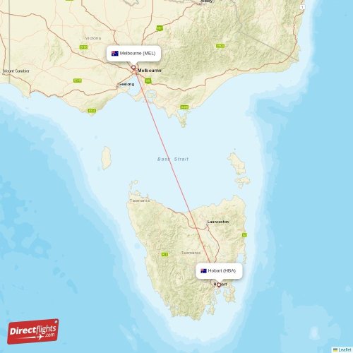 Direct flights from Melbourne to Hobart, MEL to HBA nonstop