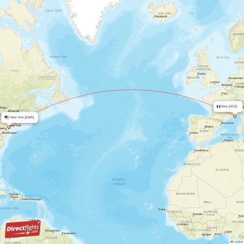 Direct flights from Nice to New York, NCE to EWR nonstop