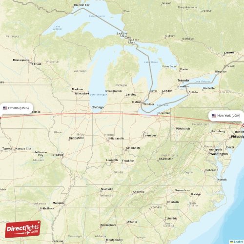 Direct flights from Omaha to New York, OMA to LGA nonstop