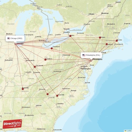 Direct flights from Chicago to Philadelphia, ORD to PHL nonstop