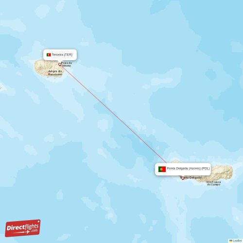 Direct flights from Ponta Delgada (Azores) to Terceira, PDL to TER nonstop
