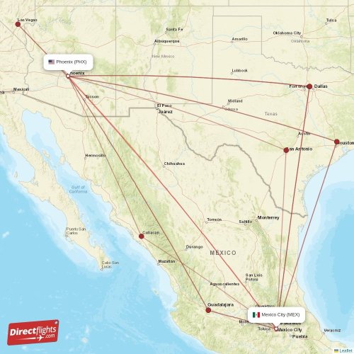 Direct flights from Phoenix to Mexico City, PHX to MEX nonstop