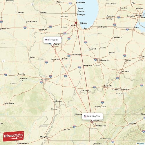Direct flights from Peoria to Nashville, PIA to BNA nonstop