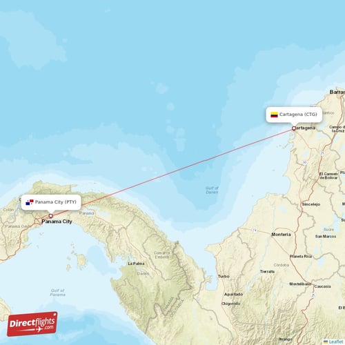 Direct flights from Panama City to Cartagena, PTY to CTG nonstop