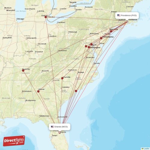 Direct flights from Providence to Orlando, PVD to MCO nonstop