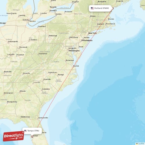 Direct flights from Portland to Tampa, PWM to TPA nonstop