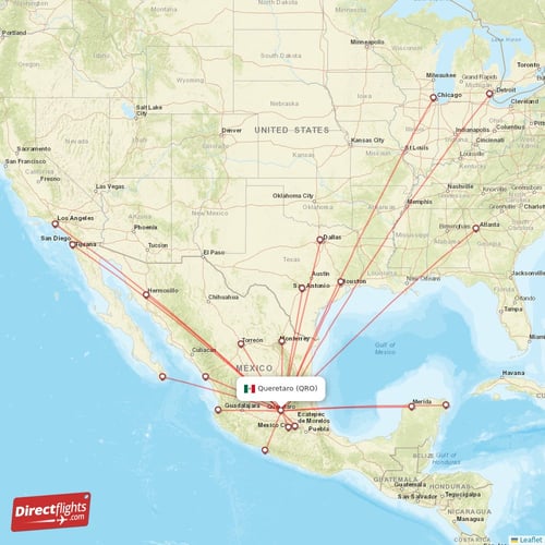 Direct flights from Queretaro 18 destinations QRO, Mexico