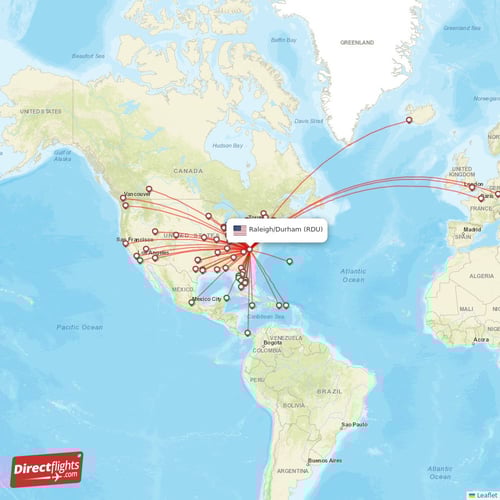 Direct flights from Raleigh/Durham 70 destinations RDU, USA