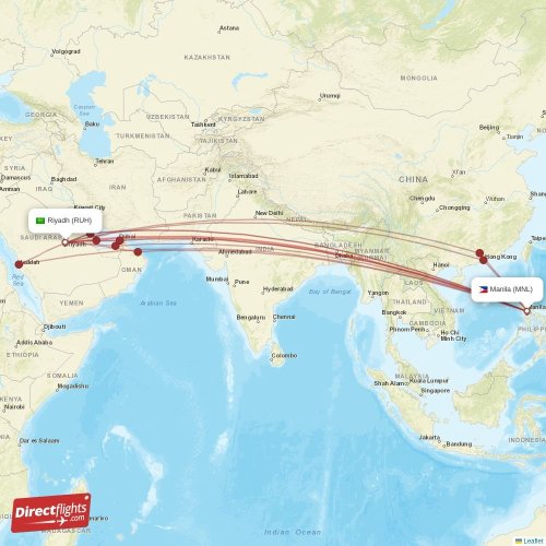 Direct flights from Riyadh to Manila, RUH to MNL nonstop