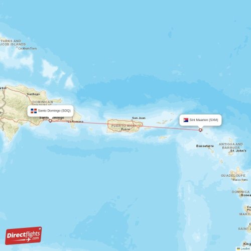 Direct flights from Santo Domingo to Sint Maarten, SDQ to SXM nonstop