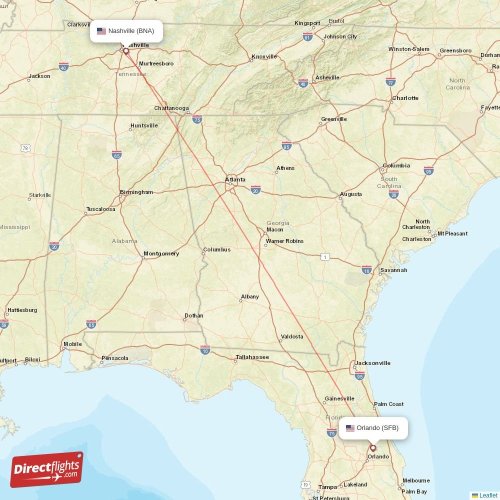 Direct flights from Orlando to Nashville, SFB to BNA nonstop