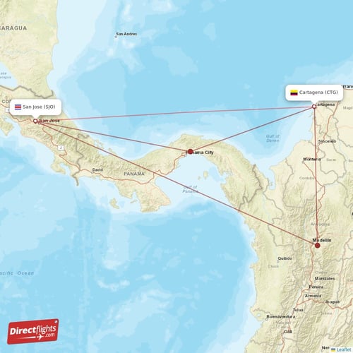 Direct flights from San Jose to Cartagena, SJO to CTG nonstop