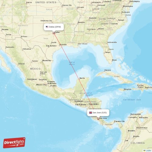 Direct flights from San Jose to Dallas, SJO to DFW nonstop