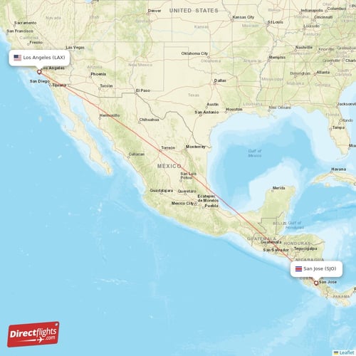 Direct flights from San Jose to Los Angeles (SJO-LAX) - Directflights.com