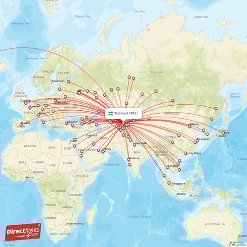 Direct flights from Tashkent 82 destinations TAS, Uzbekistan