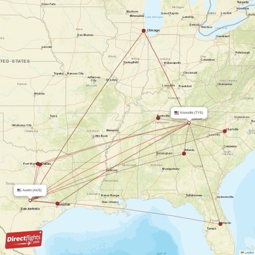 Direct flights from Knoxville to Austin, TYS to AUS nonstop