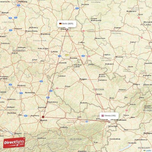 Direct flights from Vienna to Berlin, VIE to BER nonstop