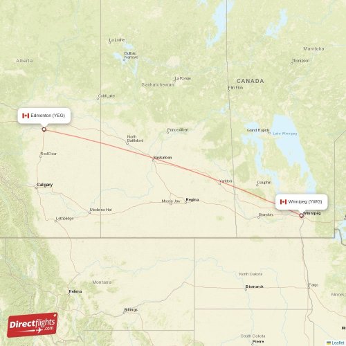 Direct flights from Edmonton to Winnipeg, YEG to YWG nonstop