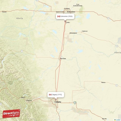Direct flights from Edmonton to Calgary, YEG to YYC nonstop