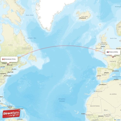Direct flights from Montreal to Paris, YUL to CDG nonstop