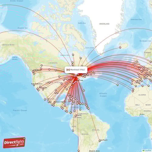 Direct flights from Montreal 150 destinations YUL, Canada