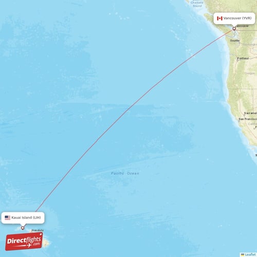 Direct flights from Vancouver to Kauai Island, YVR to LIH nonstop