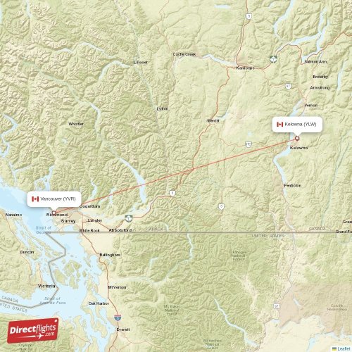 Direct flights from Vancouver to Kelowna, YVR to YLW nonstop