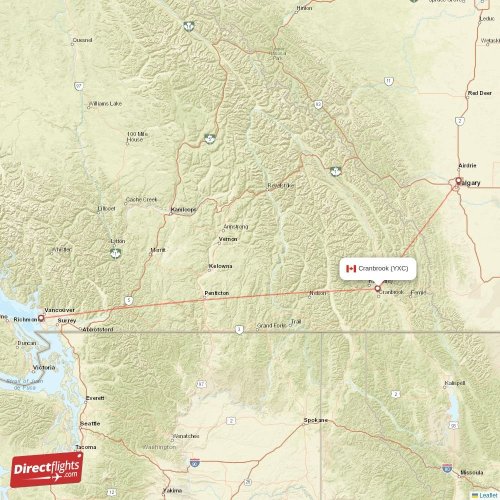 Direct flights from Cranbrook 2 destinations YXC, Canada