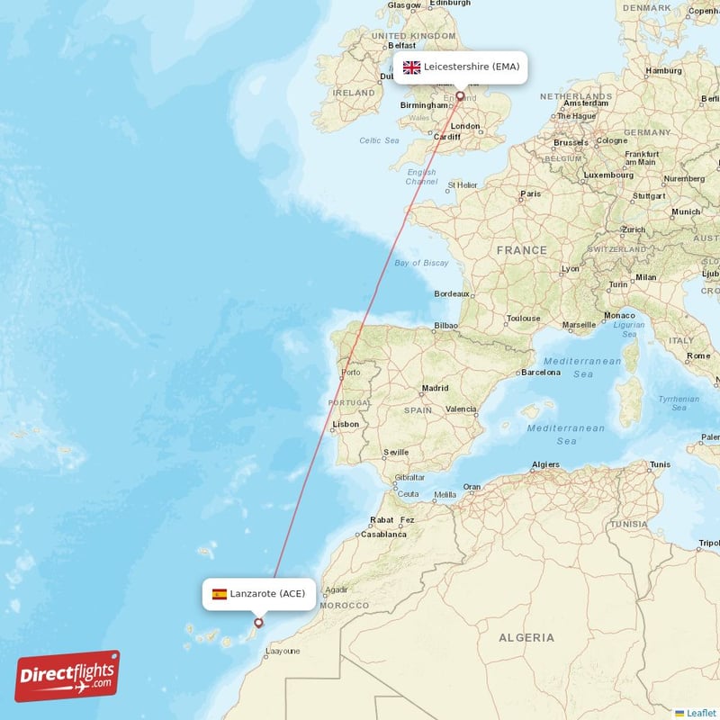 Direct flights from Lanzarote to Leicestershire, ACE to EMA nonstop