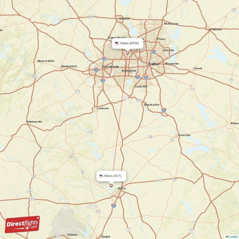 Direct flights from Waco to Dallas, ACT to DFW nonstop