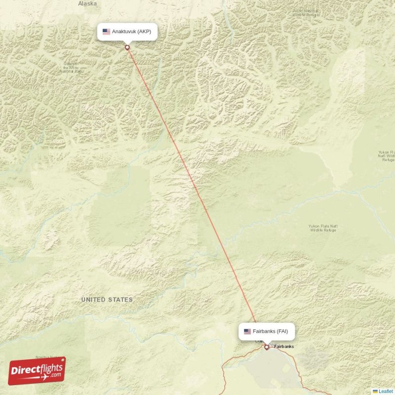 Direct flights from Anaktuvuk 1 destinations AKP, USA