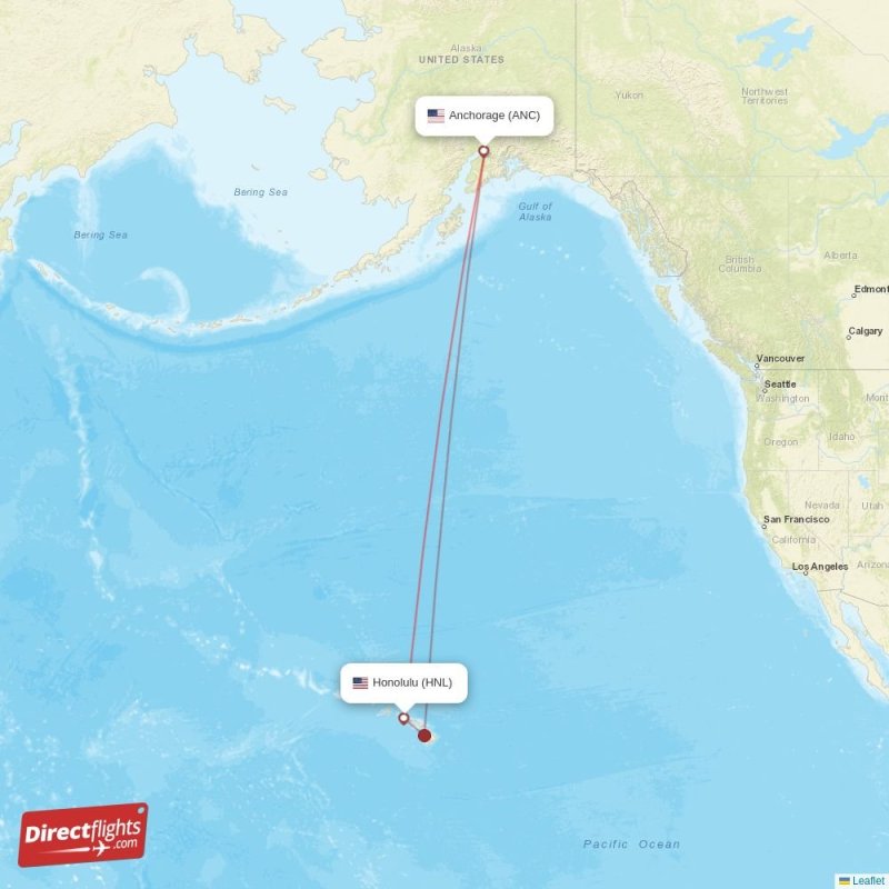 Direct flights from Anchorage to Honolulu, ANC to HNL nonstop