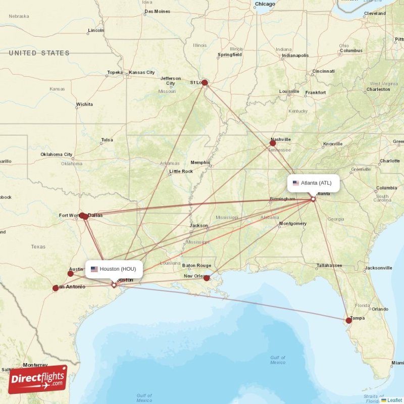 Direct flights from Atlanta to Houston, ATL to HOU nonstop